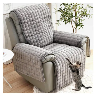 Produktbild von Sofa Armlehnenbezüge, Sesselschoner für Fernsehsessel, Anti-Rutsch Schutzbezug für Relaxsessel, Sesselüberzug für Zuhause mit Kindern und Haustieren (Grau, 1 Sitz (53 * 190 cm))