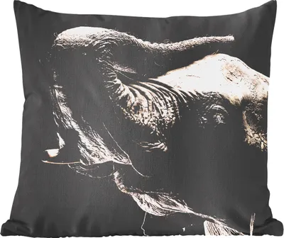 Produktbild von MuchoWow® Zierkissen Sofakissen Wohnzimmer Dekokissen 50x50 cm Elefant - Schwarz - Tiere - Porträt - Komfort - Sofakissen