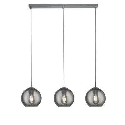 Immagine prodotto di Lampada a sospensione a 3 luci in nichel opaco con vetro fumé