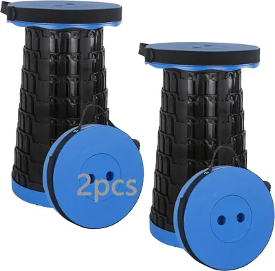Image de Deux supports de siège, couleur bleu, réglables en hauteur sur 7 positions, capacité de charge de 215 kg, pour une utilisation en extérieur