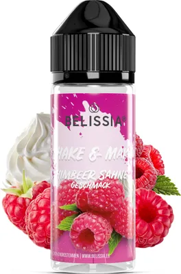 Produktbild von Belissia Shake and Make Himbeer-Sahne - 10ml hochdosiertes Lebensmittelaroma + 120ml Schüttelflasche - Für Backen, Speisen, Getränke, Shake & Raumduft