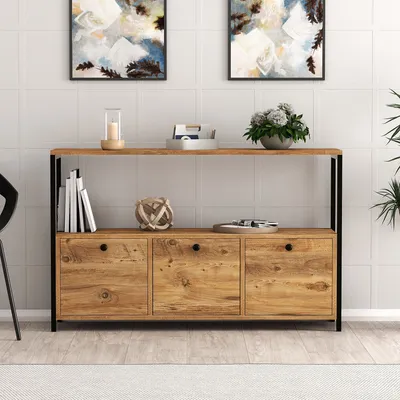 Zdjęcie produktu dla Skye Decor, Nero v2 - sosna atlantycka, czarny, szafka do salonu, sosna atlantycka, 120 x 75 x 30 cm