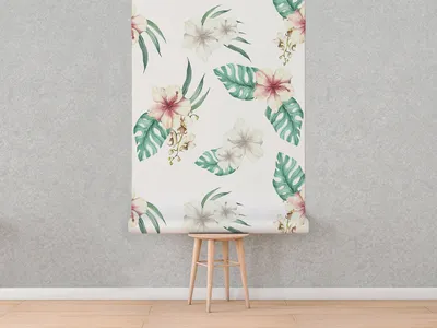 Produktbild von Coloray Fototapete 104x70 cm Latextapete Magicstick - Hawaiische Blumen verlässt Palme