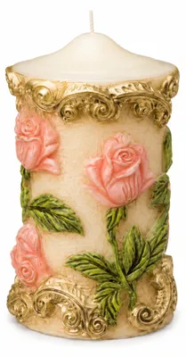 Produktbild von Zierkerze Rosenornament Creme 20 x 10 cm, KI-generiertes Bild