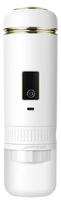 Produktbild von Zimilo Tragbare Espressomaschine, 20 Bar Druck, 2 in 1 für Kapseln und Pulver, 99 °C Heizfunktion, 2600 mAh, IPX5, für Reise, Camping und Büro, Weiß
