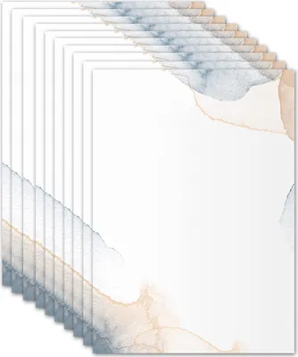 Produktbild von 50x Briefpapier DIN A5 beidseitig bedruckt - Blanko Briefpapier Set zum Beschriften und Bedrucken für Hochzeit, Geburtstag, Einladungen (A5, Aquarell)