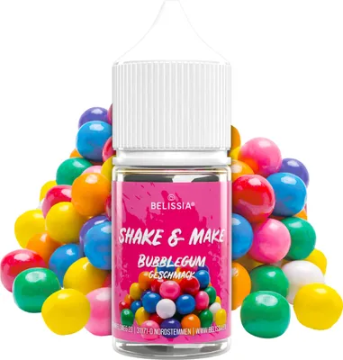 Produktbild von Belissia Shake and Make Bubblegum - 30 ml hochdosiertes Lebensmittelaroma - zum Nachfüllen - Für Backen, Speisen, Getränke, Shakes, DIY uvm