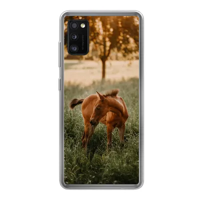 Produktbild von MuchoWow® Handyhülle Schutzhülle Hülle für Samsung Galaxy A41 Pferd - Gras - Baum Silikon Softcase Handy Hülle - Mobiltelefon