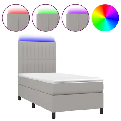 Produktbild von vidaXL Boxspringbett mit Matratze & LED Hellgrau 80x200 cm Stoff