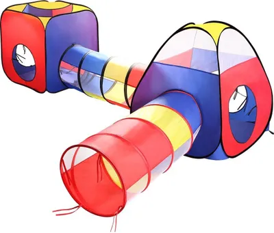 Produktbild von Spielzelt Kinderzelt mit Tunnel Faltbar Spielhaus Draußen Kindertunnel 4in