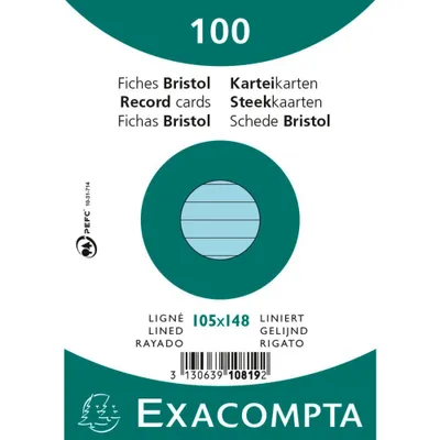 Obrázok produktu pre EXACOMPTA 10819SE Indexové karty EXACOMPTA, DIN A6, linkované, azúrovo modré