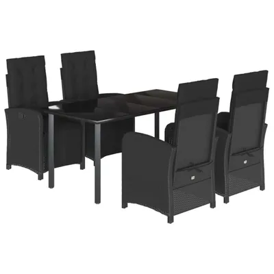 Produktbild von 5-tlg. Garten-Essgruppe mit Kissen Schwarz Poly Rattan