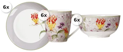 Produktbild von Frühstücksset 18 tlg. Flora grau