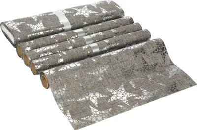 Produktbild von com-four® 5-teiliges Tischset mit Tischläufer und Platzdeckchen - Tischband und Platzset für Weihnachten und Hochzeit - Teller Untersetzer für Tischdeko