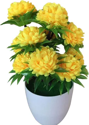 Produktbild von 1Pc künstliche Chrysantheme Bonsai Topfpflanze Home Blumendekor-(Gelb)
