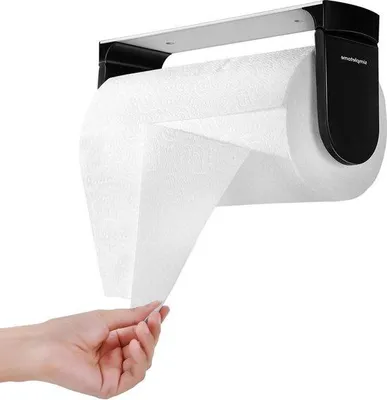 Produktbild von Famanu Küchenrollenhalter ohne Bohren - Einhandbetrieb - Wandmontage - Schwarz