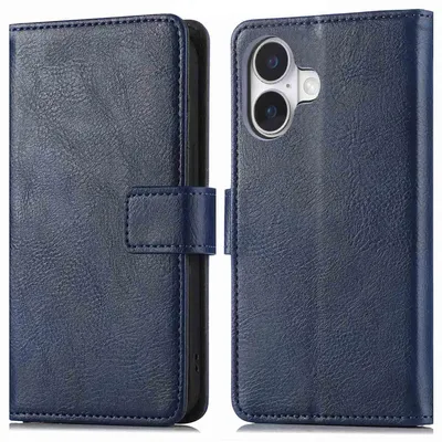 Imagen del producto de Funda Tipo Libro de Lujo para Apple iPhone 16 - Azul oscuro