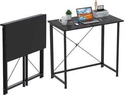 Obrázek produktu pro Skládací psací stůl - Kompaktní stolek - Pro studium a práci - Úsporný design - 80 x 45 x 74 cm - Černá barva