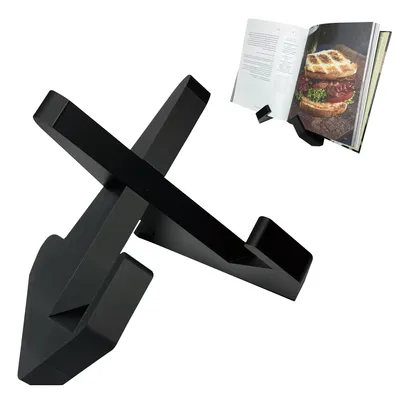 Productafbeelding van Kookboekhouder - Zwart - Opvouwbare leeshouder - Minimalistisch design