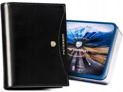 Obrázek produktu pro Peterson pánská kožená peněženka černá vertikální RFID 12,5x10 cm