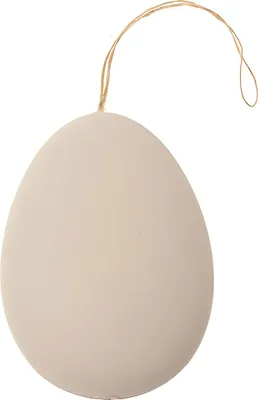 Produktbild von Kunststoff Ei weiß, flach zum Aufhängen, 10cm