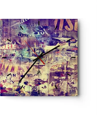 Produktbild von Wanduhr - Quadrat - Glasuhr - Graffiti modern - 40x40cm - Schleichendes Uhrwerk - Lautlos - zum Aufhängen bereit - Dekoration Modern - Wanddekoration aus Glas - C3AC40x40-3598