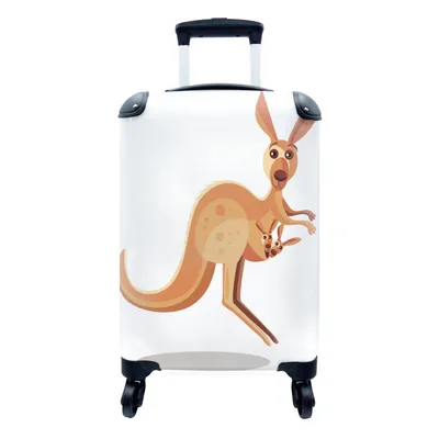 Produktbild von MuchoWow® Koffer Handgepäck Trolley Rollkoffer Kleine Reisekoffer mit 4 Rollen - Kängurus - Tiere - Weiß - Cabin Size < 55x40x23 cm & 55x40x20 cm - Fotokoffer - Kabinenkoffer - Boardgepäck - Reise-Box - Reisekoffer - Reisegepäck - Koffer mit Bild - Trolley für Kinder