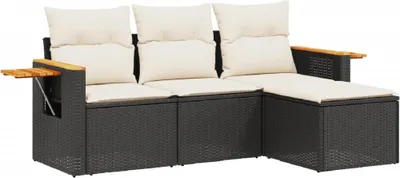 Obrázek produktu pro vidaXL 4dílná zahradní sedací souprava s polštáři Black Poly Rattan
