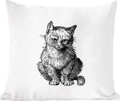 Produktbild von MuchoWow® Zierkissen Sofakissen Wohnzimmer Dekokissen 45x45 cm Retro - Katze - Tiere - Schlafpolster - Polster für das Sofa