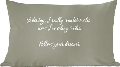 Produktbild von MuchoWow® Zierkissen Sofakissen Wohnzimmer Dekokissen 60x40 cm Zitate - Sprichwörter - Gestern wollte ich unbedingt Sushi - Sushi-Liebhaber - Kopfkissen - Polster mit Foto