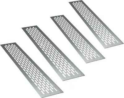 Produktbild von 4 x sossai Aluminium Lüftungsgitter 80 x 8cm in Ino x Belüftungsgitter Türgitter Stegblech Abluft