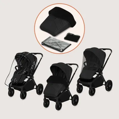 Produktbild von Lionelo Mika Plus Universal-Buggy bis zu 22kg Hohe Manövrierfähigkeit XXL-Verdeck mit UPF50+ Black Onyx