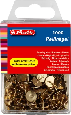 Produktbild von 1000 Herlitz Reißnägel / Reißzwecken / Heftzwecken / vermessingt