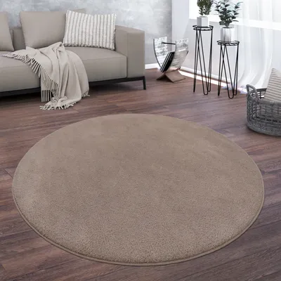 Immagine prodotto di Tappeto lavabile Soggiorno a pelo corto Colore singolo Stile moderno Morbido Taupe Dimensioni 200 cm Rotondo