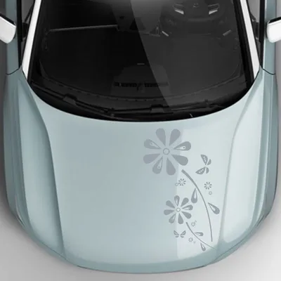 Produktbild von Aufkleber - Autoaufkleber "Margaritenblüten" 50cm x 25cm silber - Tuning Carystyling Heckscheibe Auto