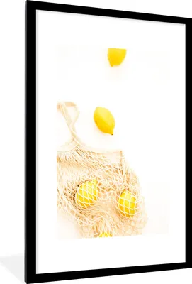 Produktbild von MuchoWow® Gerahmtes Poster Zitrone - Tasche - Gelb 60x90 cm - Poster mit Schwarzem Bilderrahmen Wandposter Rahmen Foto Bilder - Dekoration - Wandposter Wohnzimmer - Hochwertig