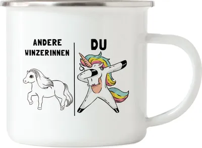 Produktbild von Andere Winzerinnen Du Emaille Tasse Pferd Einhorn Humor Lustig Unicorn Geschenk Apotheke