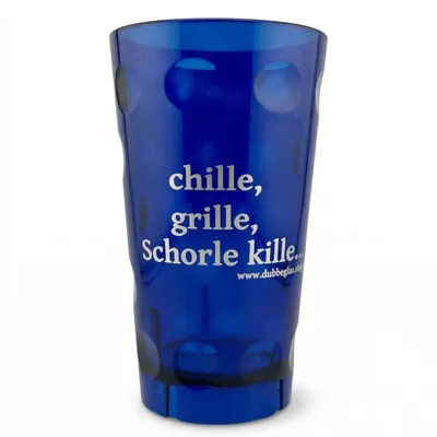 "Chille, Grille, Schorle kille..." Dubbebecher (Blau) aus Plastik - 0,5 Liter - Pfälzer Dubbeglas
