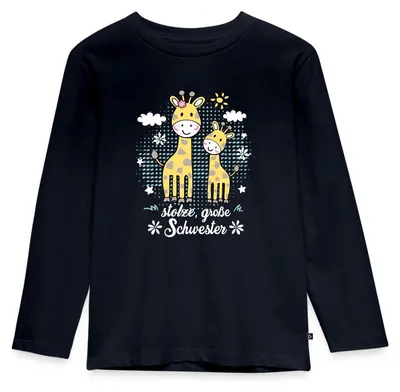 Produktbild von Spreadshirt Stolze Große Schwester Giraffe Kinder Premium Langarmshirt, 134/140 (8 Jahre), Navy