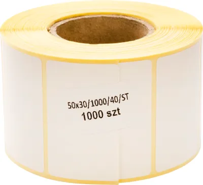 Produktbild von Weiße Thermo Etiketten auf Rolle - 50x30 mm - 1000 Stück
