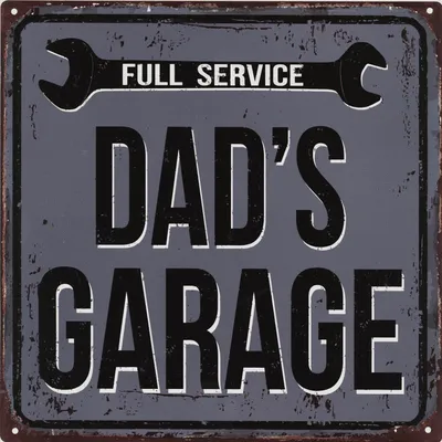 Produktbild von Moritz Retro Deko Blechschild Dads Garage Geschenk-Idee aus Metall Vintage-Design zur Dekoration