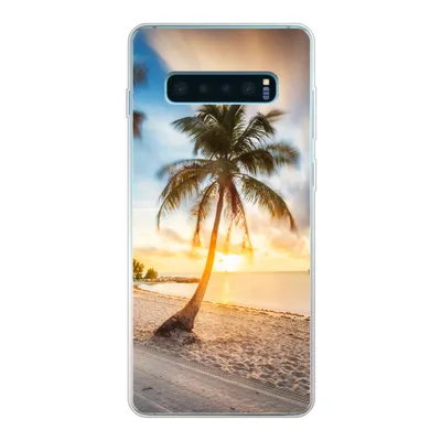 Produktbild von MuchoWow® Handyhülle Schutzhülle Hülle für Samsung Galaxy S10 Lite Sonnenuntergang - Strand - Palme Silikon Softcase Handy Hülle - Schutz