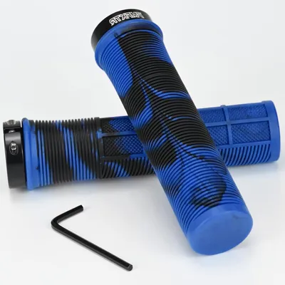 Produktbild von Fahrradgriffe Gummi rutschfest Aluminium Lock 22mm Blau Ergonomisch MTB