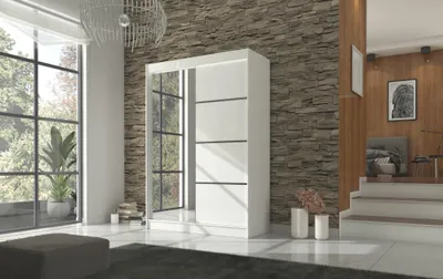 Obrázek produktu pro Zrcadlová šatní skříň 150 cm DABLORA - bílá