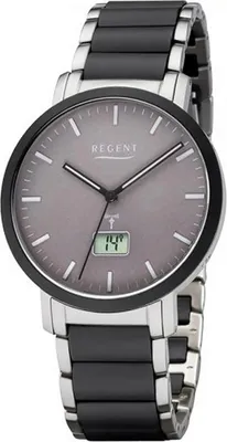 Produktbild von Regent Metall Herren Uhr FR-253 Armband-Uhr schwarz silber Funkuhr D2URFR253