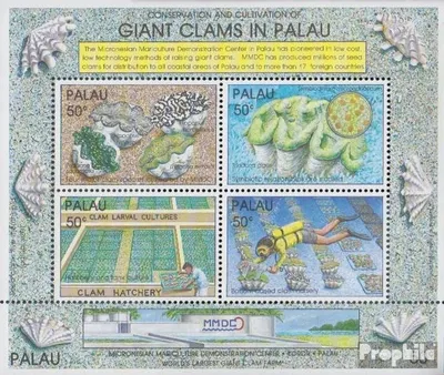 Produktbild von Briefmarken Palau-Inseln 1991 Mi Block11 (kompl.Ausg.) postfrisch Riesenmuscheln