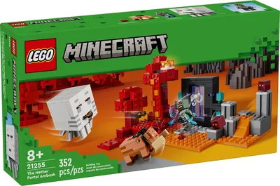 Produktbild von LEGO Minecraft Hinterhalt am Netherportal, Gaming-Spielzeug im Nether für Kinder mit Kampfszenen und legendären Figuren inkl. Ghast, Geschenk für Gamer-Jungs und Mädchen ab 8 Jahren 21255