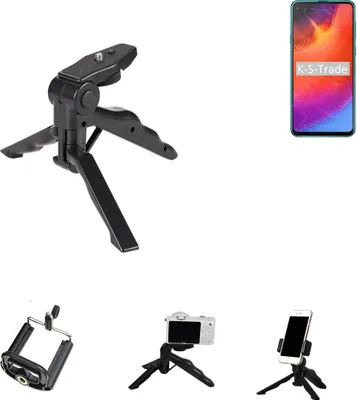 Produktbild von K-S-Trade Stativ Tisch-Ständer Dreibein Handy-Stativ Ständer kompatibel mit Samsung Galaxy A9 Pro (2019) Mini-Stativ Smartphone Tripod Handy-Stativ