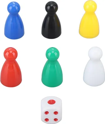 Immagine prodotto di 30 pezzi di scacchi a 6 colori 5 pezzi di dadi laterali in plastica per componenti da tavolo