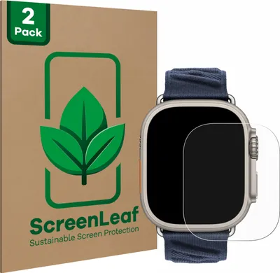 Produktbild von 2x ScreenLeaf Schutzfolie für Apple Watch Hermès Ultra 2 nachhaltiger Displayschutz Display Schutz Folie Klar Transparent